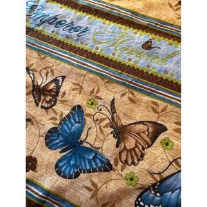 Wilmington Prints Butterfly Bliss Fabric Stella Jean 1 Yard Tan Blue Butterfly
